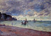 Monet, Claude Oscar - Fishing Boats by the Beach and the Cliffs of Pourville